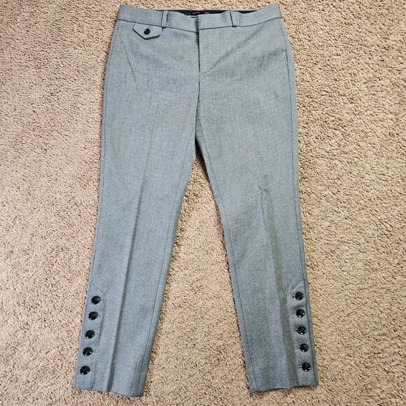 Banana Republic Sloan Pants Womens 8 Gray Ankle Button Hem Stretch Career Formal - Picture 1 of 10